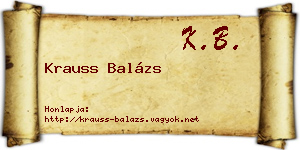 Krauss Balázs névjegykártya